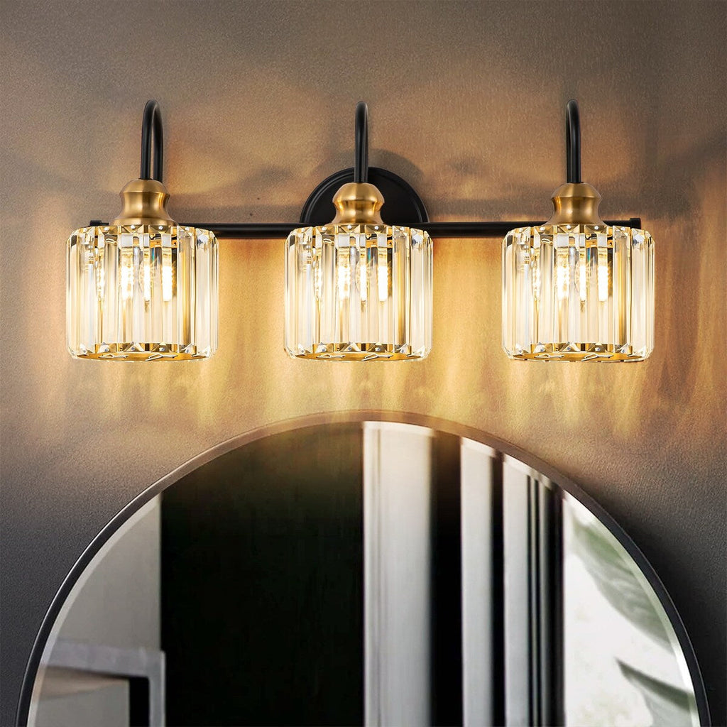3/ 4-Light Modern Glam Crystal Dimmable Bathroom Vanity Light Linear Wall Light