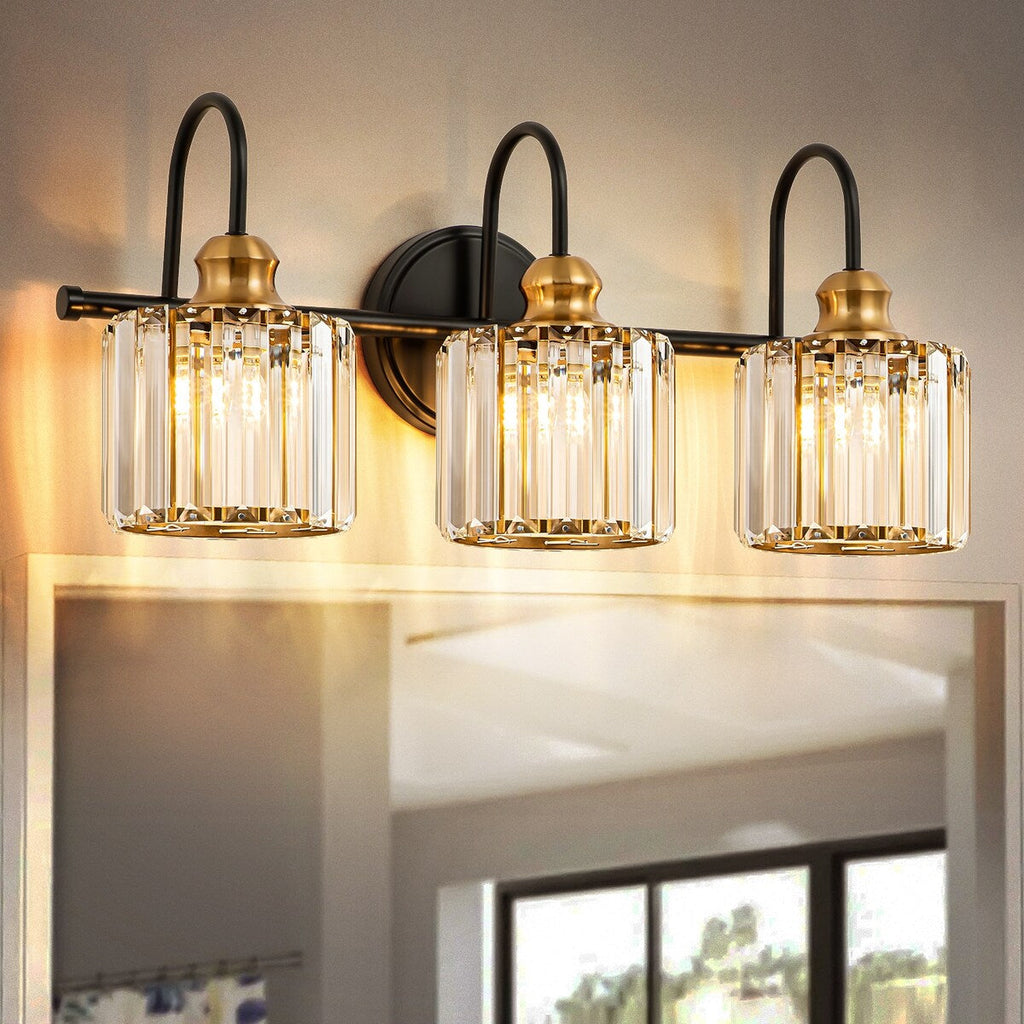 3/ 4-Light Modern Glam Crystal Dimmable Bathroom Vanity Light Linear Wall Light