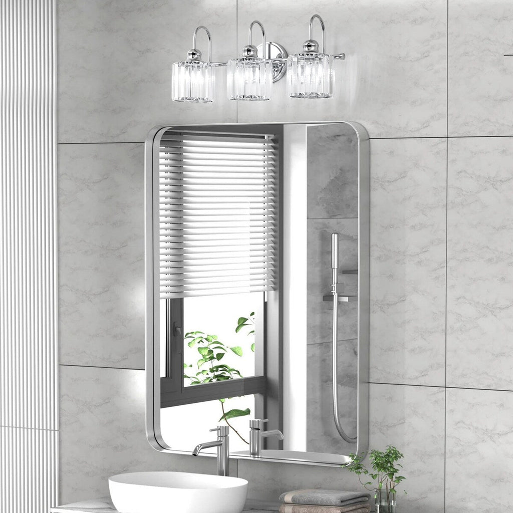 3/ 4-Light Modern Glam Crystal Dimmable Bathroom Vanity Light Linear Wall Light