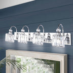 3/ 4-Light Modern Glam Crystal Dimmable Bathroom Vanity Light Linear Wall Light