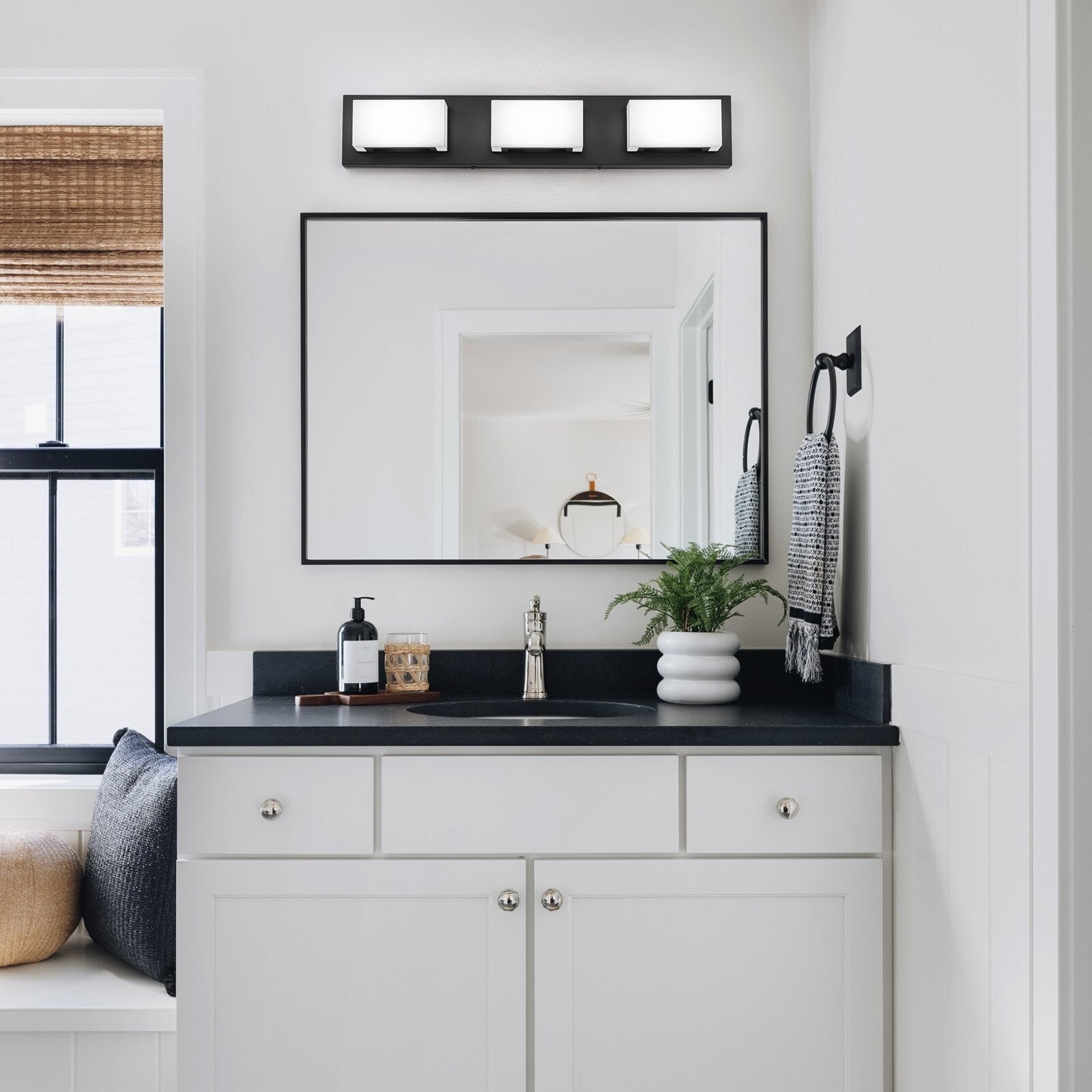 3/4/5-Light Dimmable Matte Black Modern Bathroom LED Vanity Light