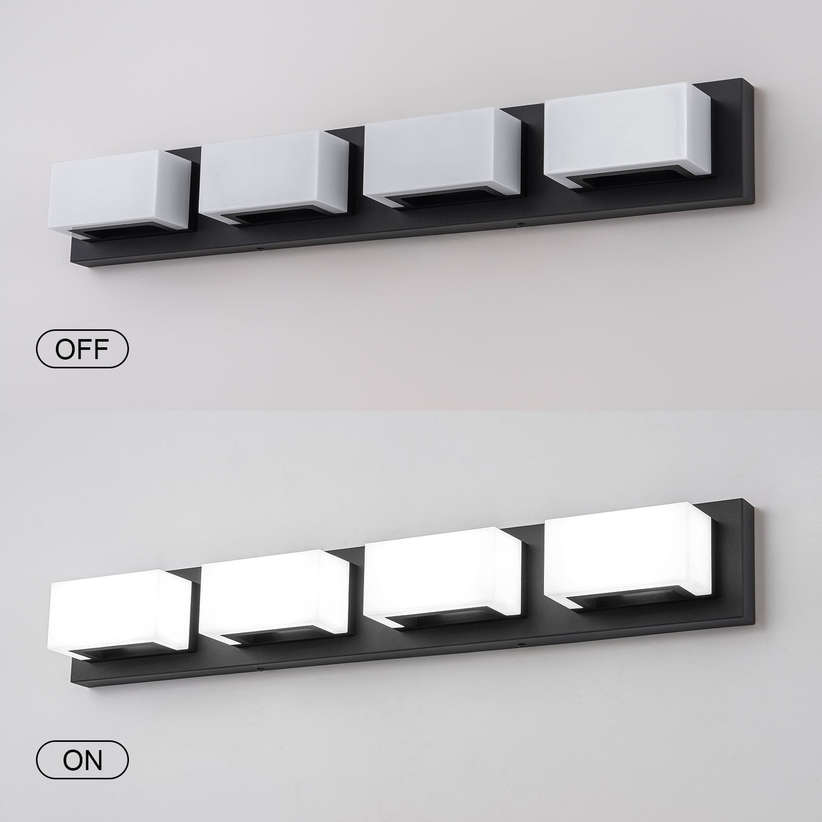 3/4/5-Light Dimmable Matte Black Modern Bathroom LED Vanity Light