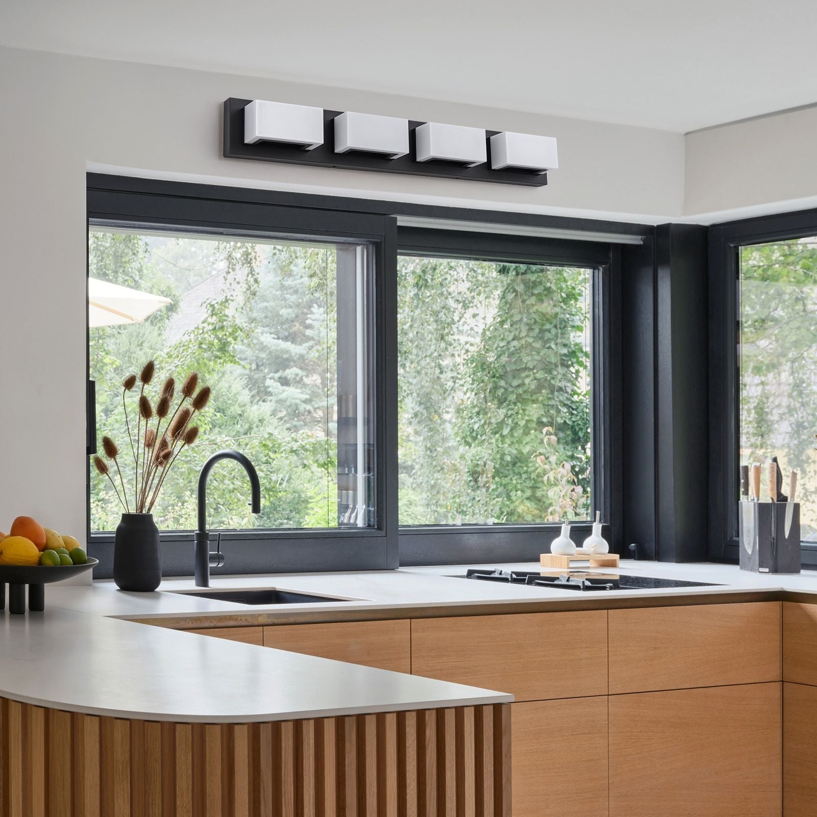 3/4/5-Light Dimmable Matte Black Modern Bathroom LED Vanity Light