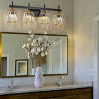 3/4/5-Light Modern Dimmable Crystal Bathroom Vanity Lights Fixtures Over Mirror