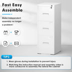 3 Drawer Metal Locking File Cabinet for Home Office, Rolling Cabinet Fully Assembled