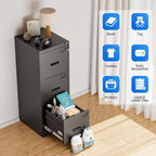 3 Drawer Metal Locking File Cabinet for Home Office, Rolling Cabinet Fully Assembled