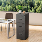 3 Drawer Metal Locking File Cabinet for Home Office, Rolling Cabinet Fully Assembled