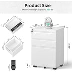 3 Drawer Metal Locking File Cabinet for Home Office, Rolling Cabinet Fully Assembled