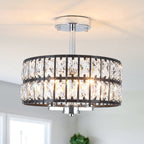 3-Light Crystal Semi Flush Mount Lights for Living Room Hallway