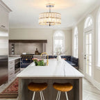 3-Light Crystal Semi Flush Mount Lights for Living Room Hallway