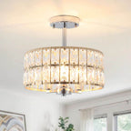3-Light Crystal Semi Flush Mount Lights for Living Room Hallway