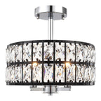 3-Light Crystal Semi Flush Mount Lights for Living Room Hallway