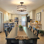 3-Light Crystal Semi Flush Mount Lights for Living Room Hallway