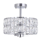 3-Light Crystal Semi Flush Mount Lights for Living Room Hallway