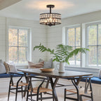 3-Light Crystal Semi Flush Mount Lights for Living Room Hallway
