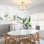 3-Light Crystal Semi Flush Mount Lights for Living Room Hallway