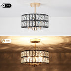 3-Light Crystal Semi Flush Mount Lights for Living Room Hallway