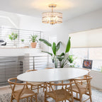 3-Light Crystal Semi Flush Mount Lights for Living Room Hallway
