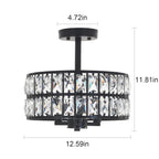 3-Light Crystal Semi Flush Mount Lights for Living Room Hallway