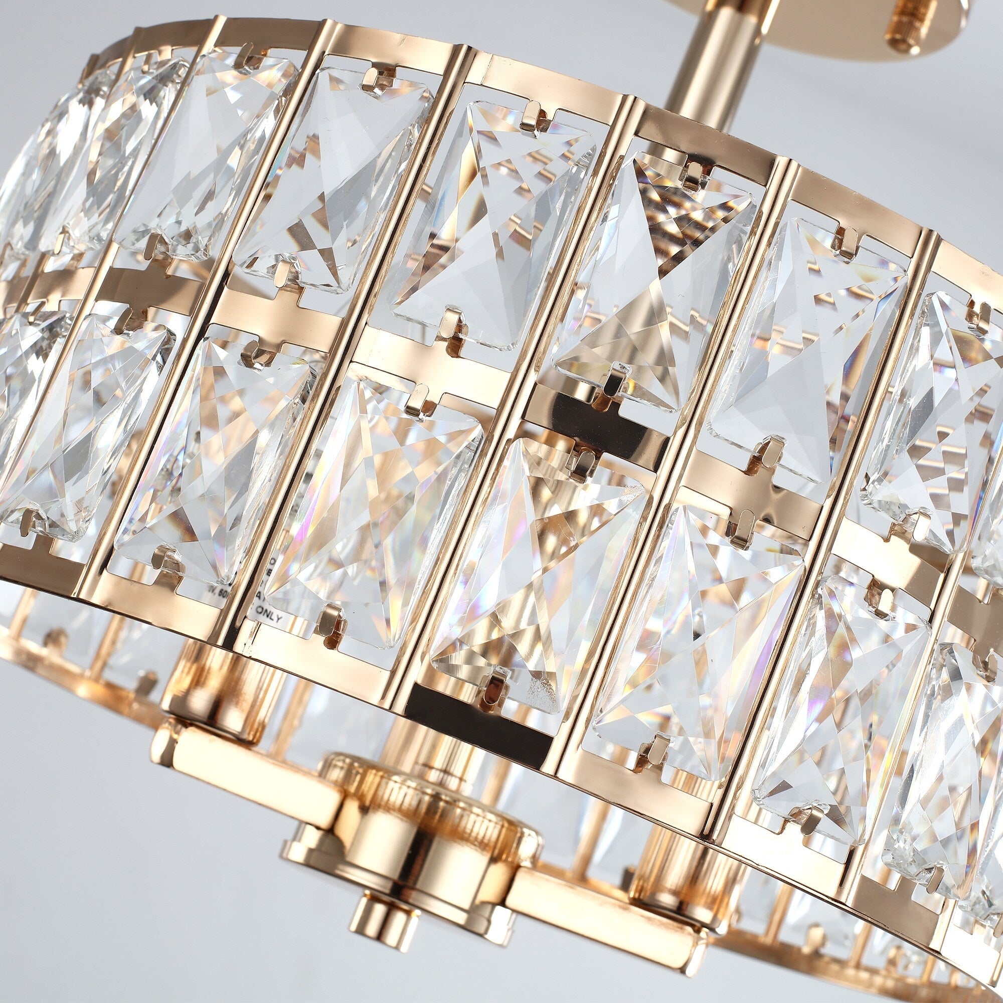 3-Light Crystal Semi Flush Mount Lights for Living Room Hallway