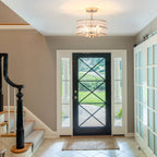 3-Light Crystal Semi Flush Mount Lights for Living Room Hallway