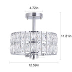 3-Light Crystal Semi Flush Mount Lights for Living Room Hallway