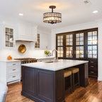 3-Light Crystal Semi Flush Mount Lights for Living Room Hallway