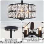 3-Light Crystal Semi Flush Mount Lights for Living Room Hallway
