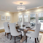 3-Light Crystal Semi Flush Mount Lights for Living Room Hallway