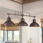 3-Light Industrial Farmhouse Dome Pendant Metal Linear Kitchen Island Pendant Light Oil Rubbed Bronze Finish