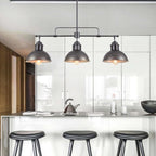 3-Light Farmhouse Retro Metal Linear Dome Pendant Light/Kitchen Island Lights