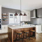 3-Light Farmhouse Retro Metal Linear Dome Pendant Light/Kitchen Island Lights