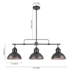 3-Light Farmhouse Retro Metal Linear Dome Pendant Light/Kitchen Island Lights