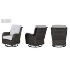 Gymojoy 3 Piece Outdoor Wicker Swivel Rocker with Cushion & Table