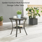 Gymojoy 3 Piece Outdoor Wicker Swivel Rocker with Cushion & Table