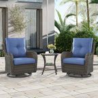 Gymojoy 3 Piece Outdoor Wicker Swivel Rocker with Cushion & Table