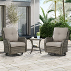 Gymojoy 3 Piece Outdoor Wicker Swivel Rocker with Cushion & Table