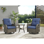 Gymojoy 3 Piece Outdoor Wicker Swivel Rocker with Cushion & Table