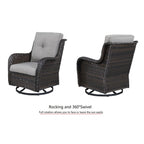 Gymojoy 3 Piece Outdoor Wicker Swivel Rocker with Cushion & Table