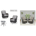 Gymojoy 3 Piece Outdoor Wicker Swivel Rocker with Cushion & Table