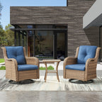 Gymojoy 3 Piece Outdoor Wicker Swivel Rocker with Cushion & Table