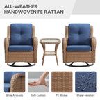 Gymojoy 3 Piece Outdoor Wicker Swivel Rocker with Cushion & Table