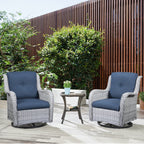 Gymojoy 3 Piece Outdoor Wicker Swivel Rocker with Cushion & Table