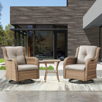 Gymojoy 3 Piece Outdoor Wicker Swivel Rocker with Cushion & Table