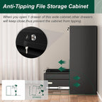 3 Drawer Metal Locking File Cabinet for Home Office, Rolling Cabinet Fully Assembled