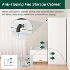 3 Drawer Metal Locking File Cabinet for Home Office, Rolling Cabinet Fully Assembled