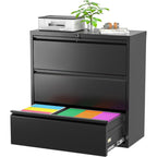 3 Drawer Metal Locking File Cabinet for Home Office, Rolling Cabinet Fully Assembled