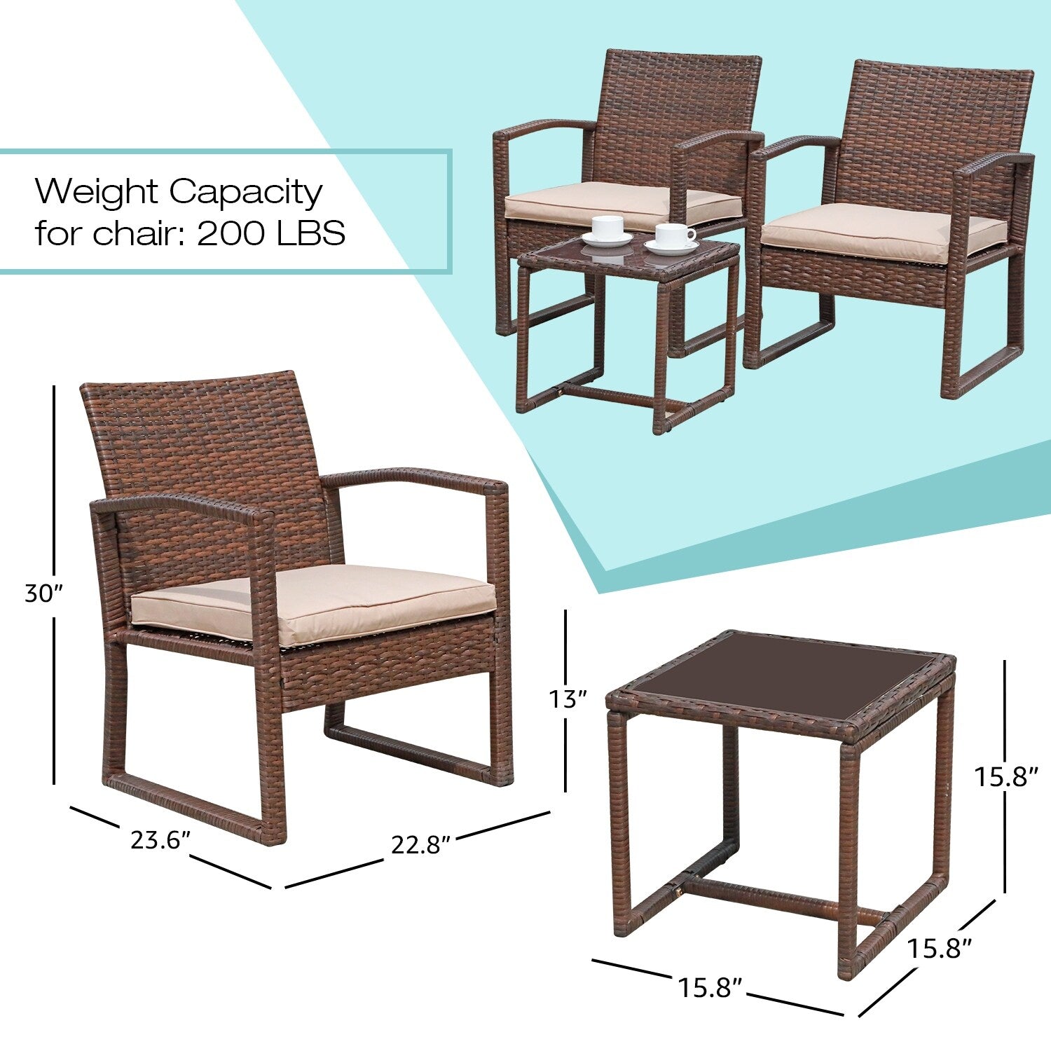 3-pc. Outdoor Cushioned Wicker Chat Set