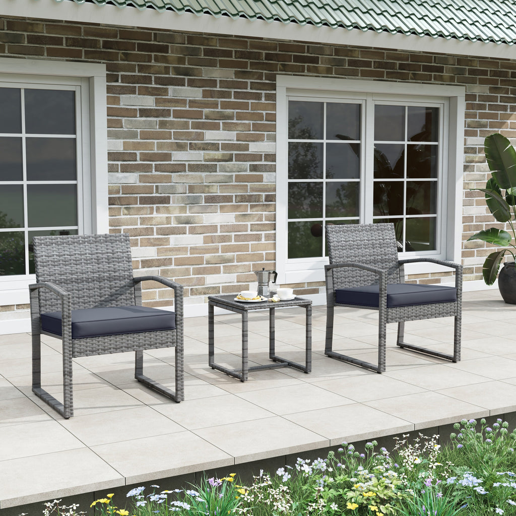 3-pc. Outdoor Cushioned Wicker Chat Set