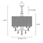 Round Beaded Drum Chandelier with Hanging Crystals